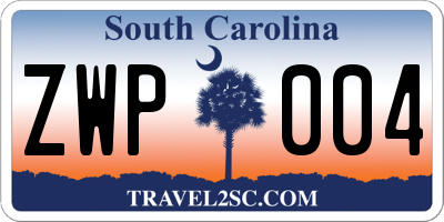 SC license plate ZWP004