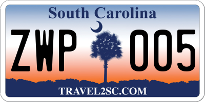 SC license plate ZWP005