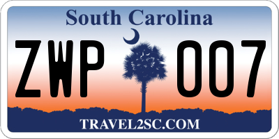 SC license plate ZWP007