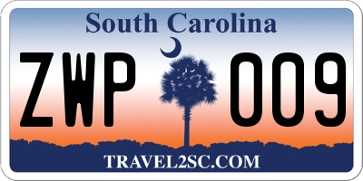 SC license plate ZWP009