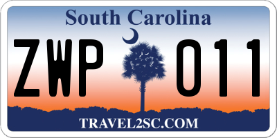 SC license plate ZWP011