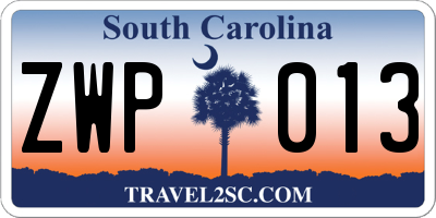 SC license plate ZWP013
