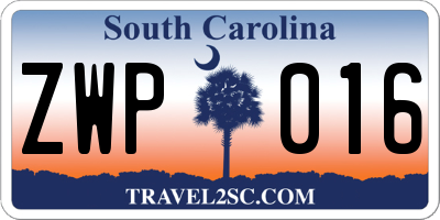 SC license plate ZWP016
