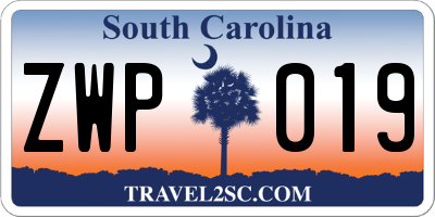 SC license plate ZWP019