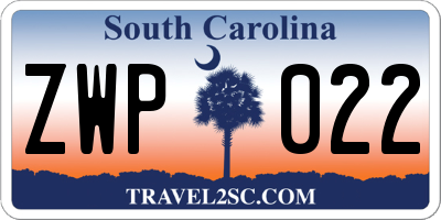 SC license plate ZWP022