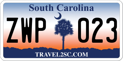 SC license plate ZWP023