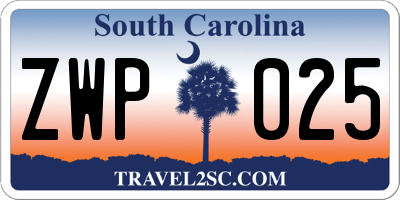 SC license plate ZWP025