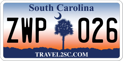 SC license plate ZWP026