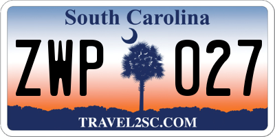SC license plate ZWP027