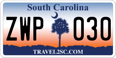 SC license plate ZWP030