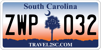 SC license plate ZWP032
