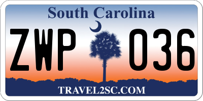 SC license plate ZWP036