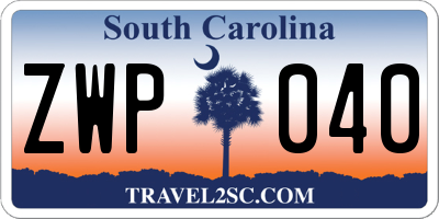 SC license plate ZWP040