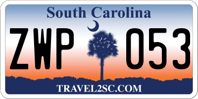 SC license plate ZWP053