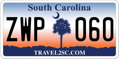 SC license plate ZWP060