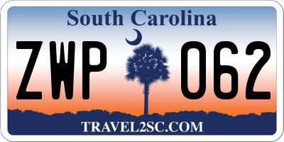 SC license plate ZWP062