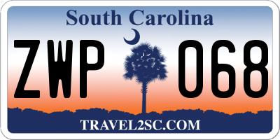 SC license plate ZWP068