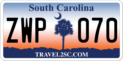 SC license plate ZWP070