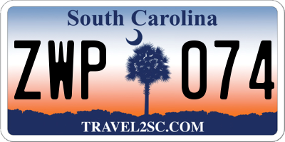 SC license plate ZWP074