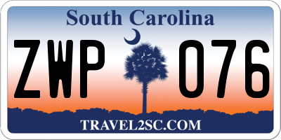 SC license plate ZWP076
