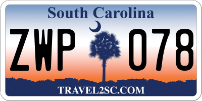 SC license plate ZWP078
