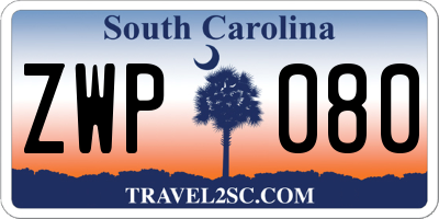 SC license plate ZWP080