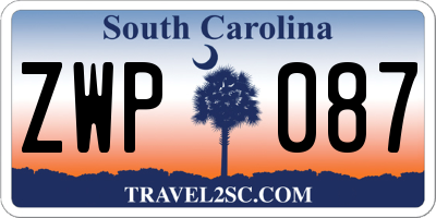 SC license plate ZWP087