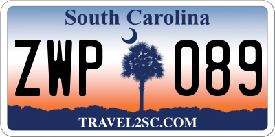 SC license plate ZWP089