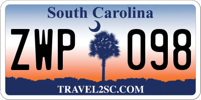 SC license plate ZWP098