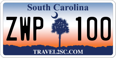 SC license plate ZWP100