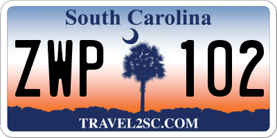 SC license plate ZWP102