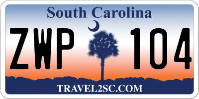 SC license plate ZWP104