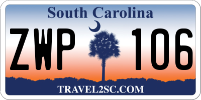 SC license plate ZWP106