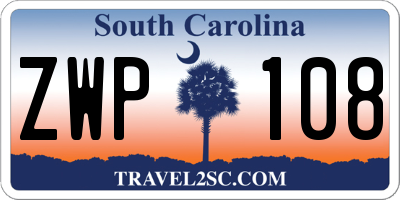 SC license plate ZWP108