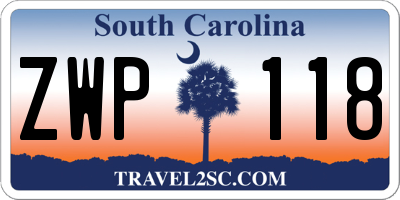 SC license plate ZWP118