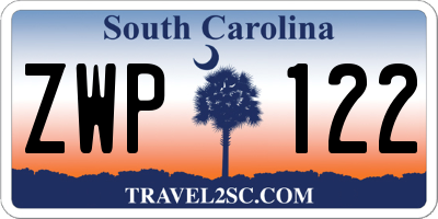 SC license plate ZWP122