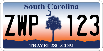 SC license plate ZWP123