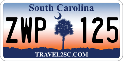 SC license plate ZWP125