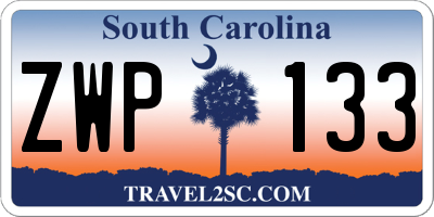 SC license plate ZWP133