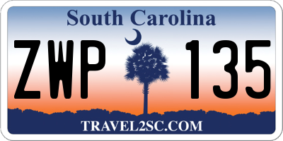 SC license plate ZWP135
