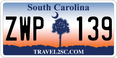 SC license plate ZWP139
