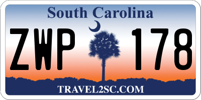 SC license plate ZWP178