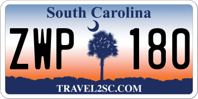 SC license plate ZWP180