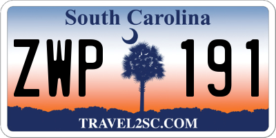 SC license plate ZWP191