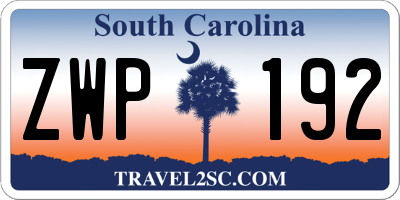 SC license plate ZWP192