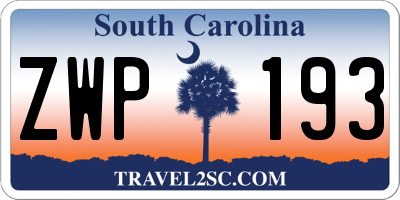 SC license plate ZWP193