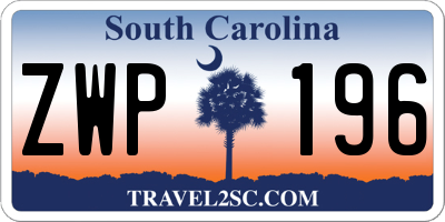 SC license plate ZWP196