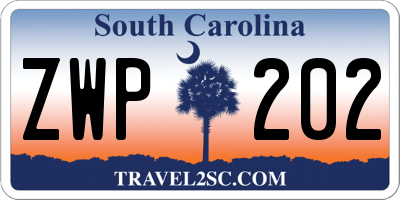 SC license plate ZWP202