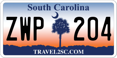 SC license plate ZWP204