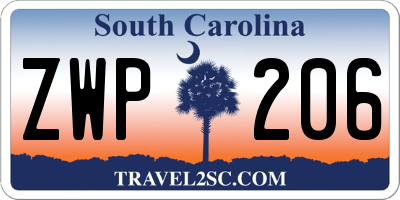 SC license plate ZWP206
